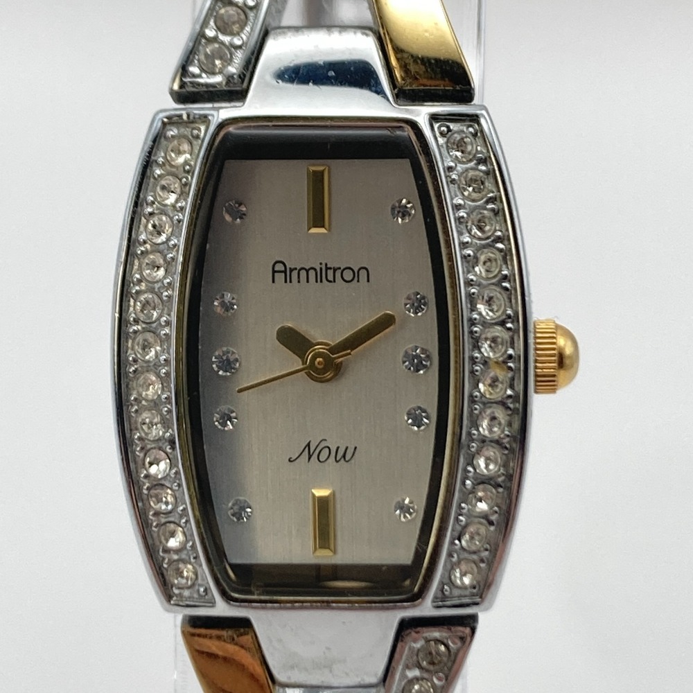Armitron Now Women's Watch 19mm Gold Silver Two Tone Crystals New Battery 6.75" - Picture 3 of 15